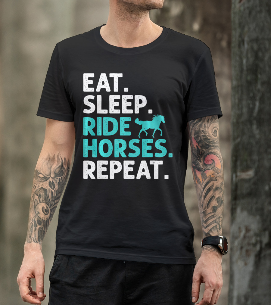 Eat Sleep Ride Horses Repeat Vintage Horse T-Shirt