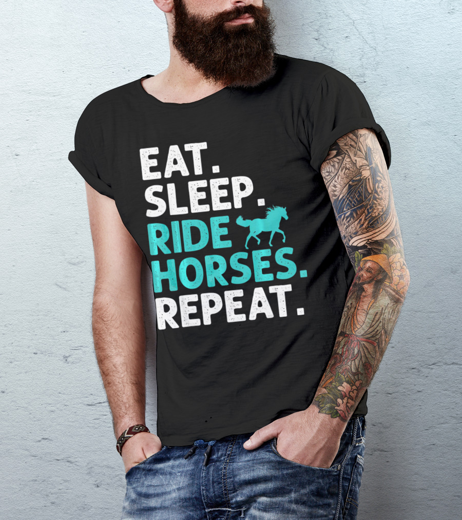 Eat Sleep Ride Horses Repeat Vintage Horse T-Shirt
