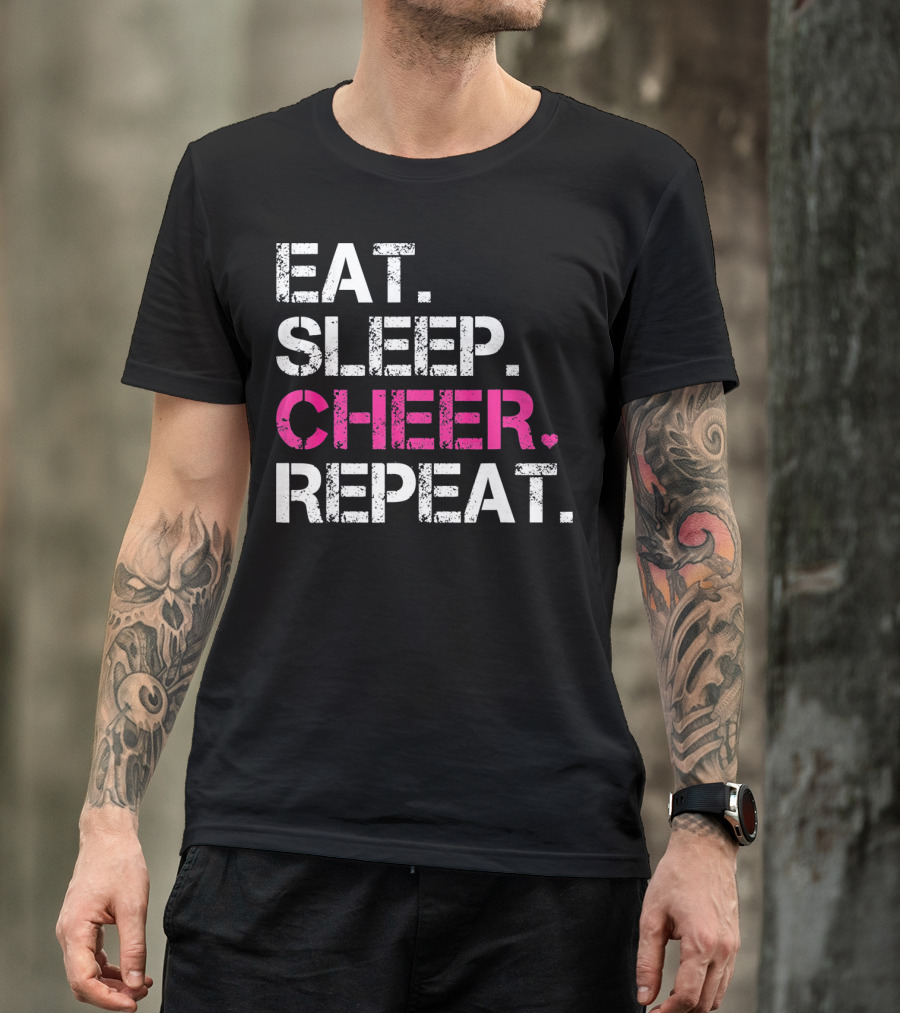 Eat Sleep Cheer Heart Repeat Cheerleading T-Shirt
