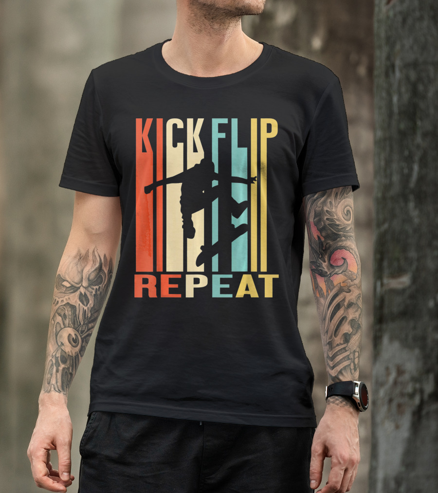 Kick Flip Repeat Vintage Skateboarding T-Shirt