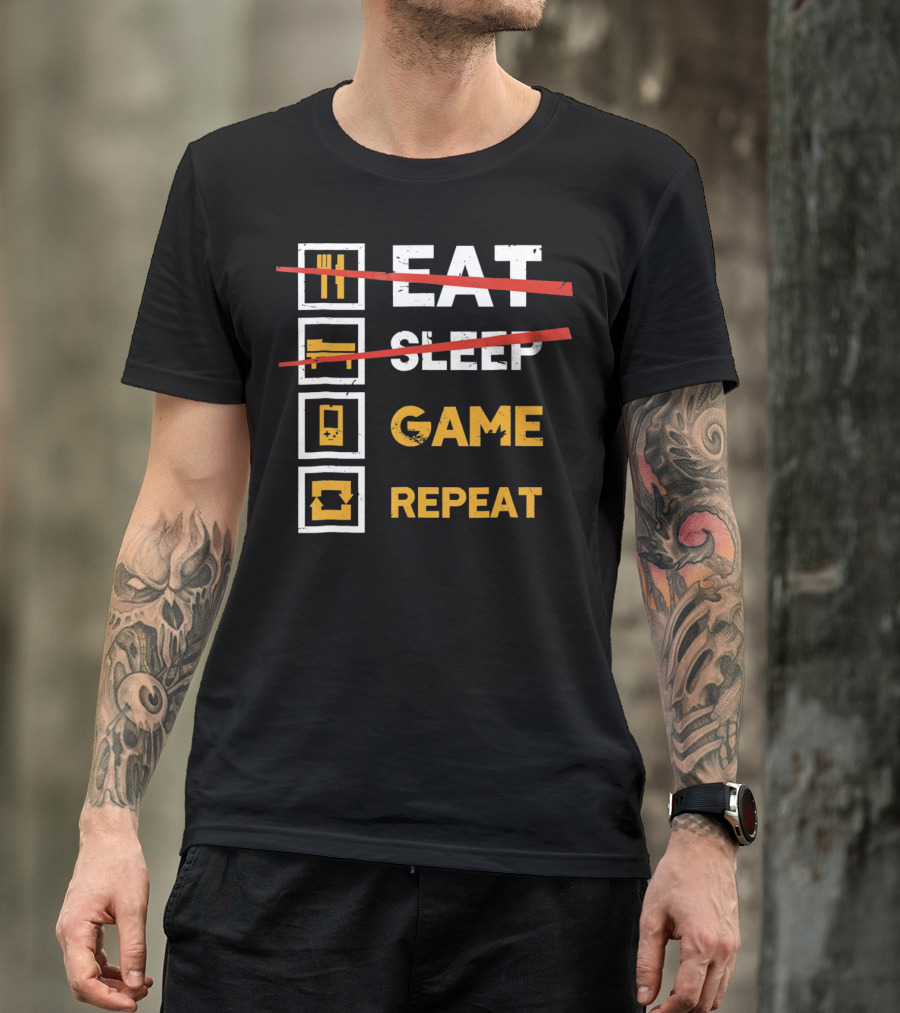 Eat Sleep Game Repeat Gamer Lifestyle Motto T-Shirt
