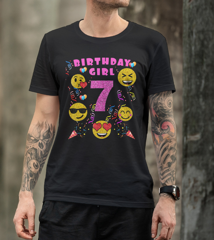 Birthday Girl 7 Emoji Party Celebration Fun T-Shirt