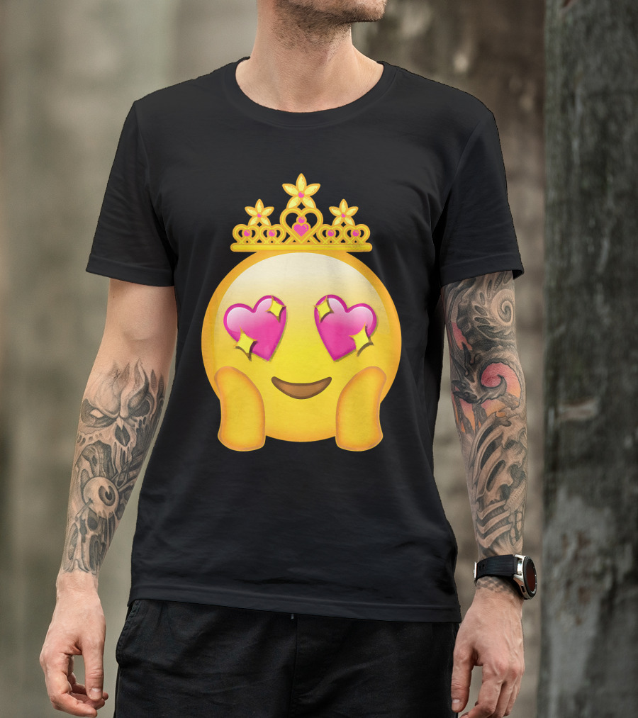 Emoticon Queen Heart Eyes Emoji With Crown Princess T-Shirt