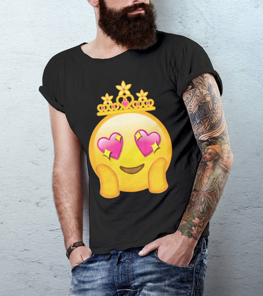 Emoticon Queen Heart Eyes Emoji With Crown Princess T-Shirt