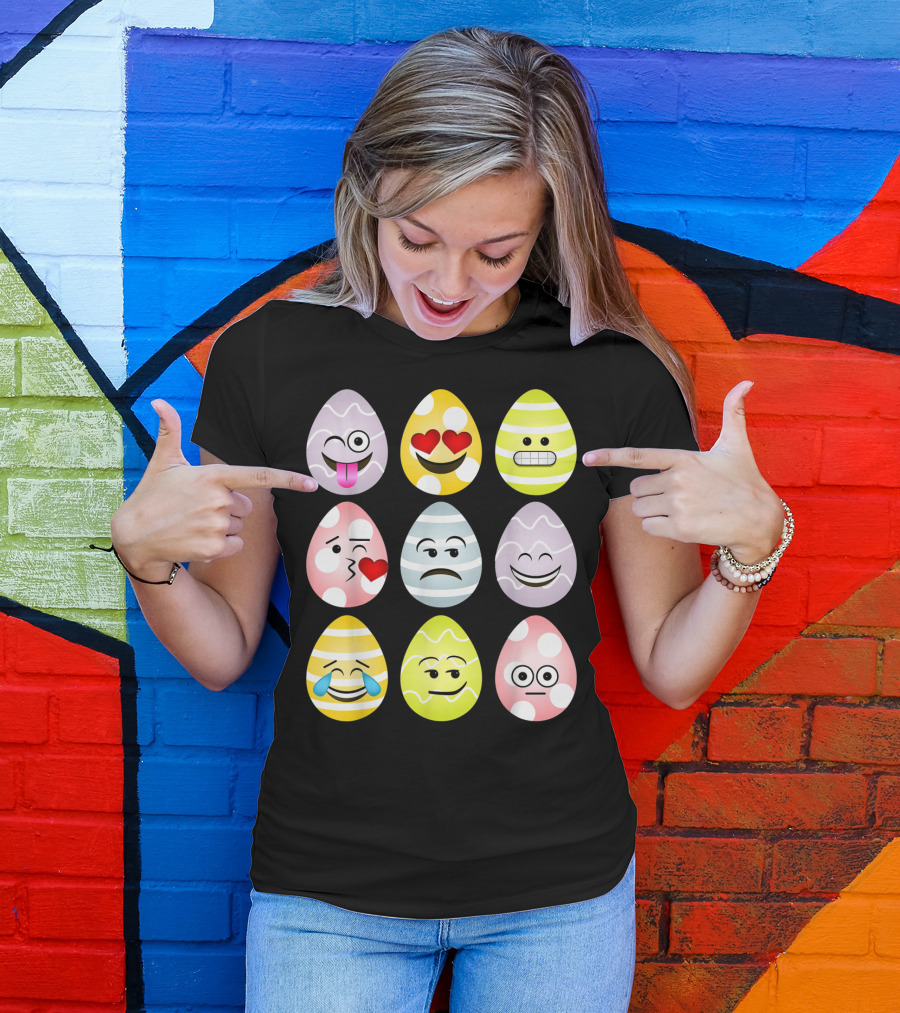 Easter Egg Emoji Faces Fun Expressions T-Shirt