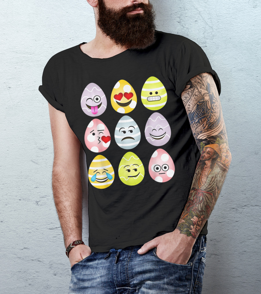 Easter Egg Emoji Faces Fun Expressions T-Shirt