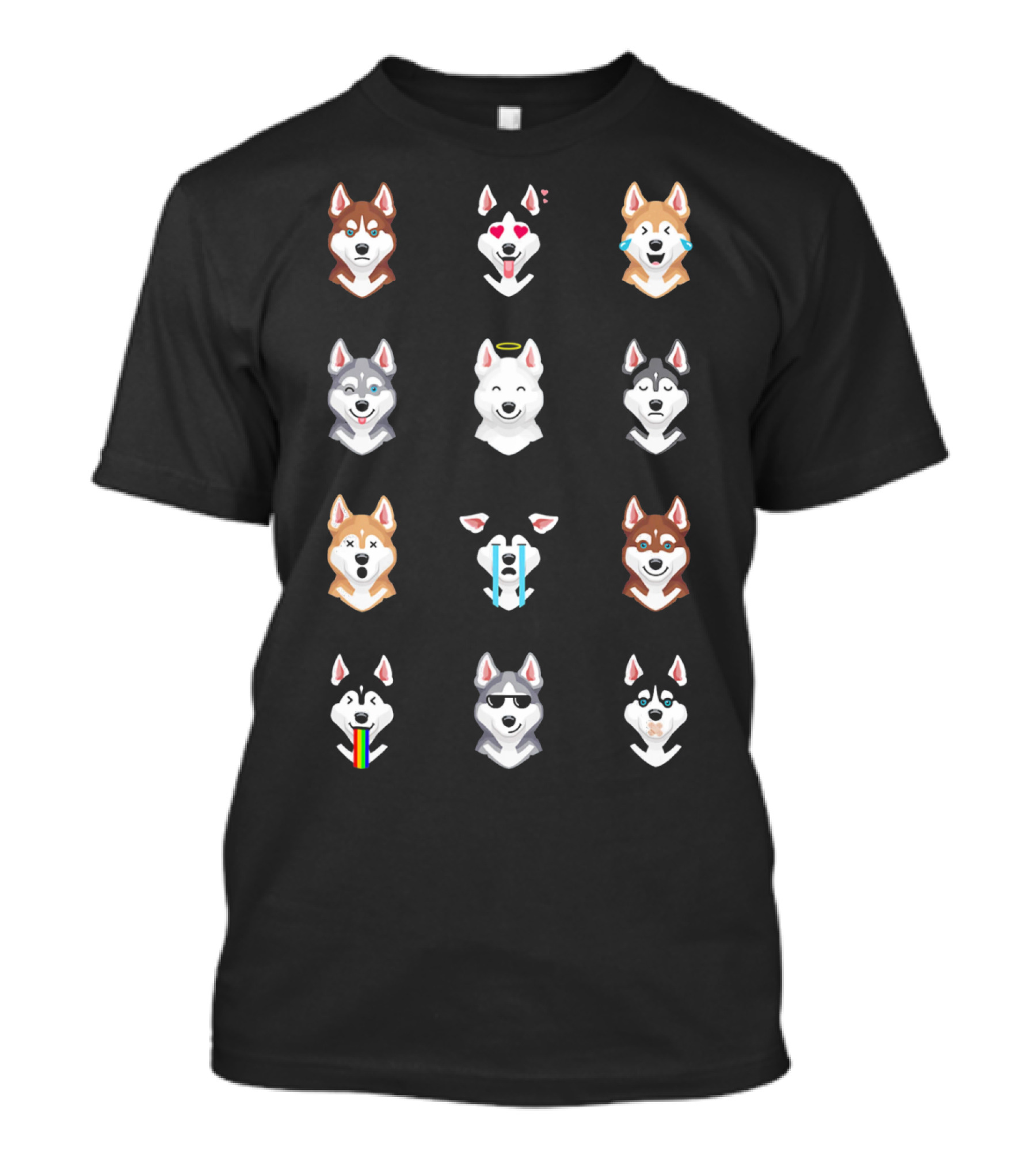 Siberian Husky Emoji Faces Funny Expressions Collection T-Shirt