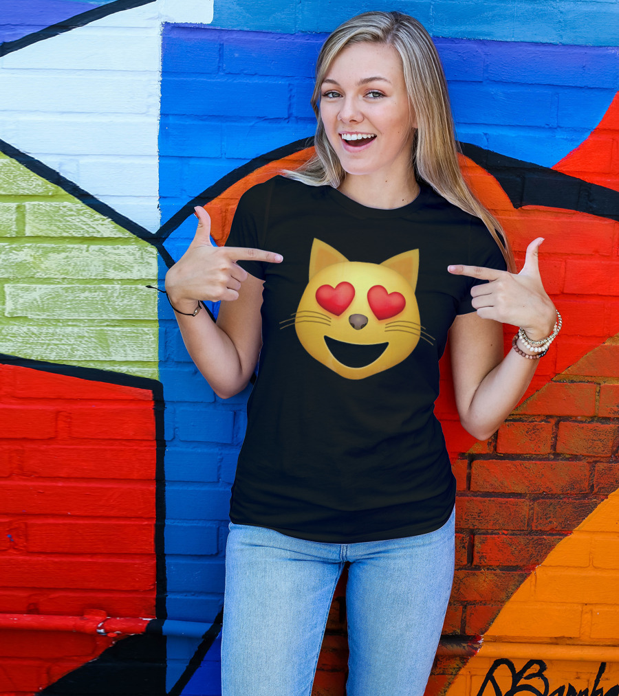 Smiling Cat Face With Heart Eyes Emoji T-Shirt