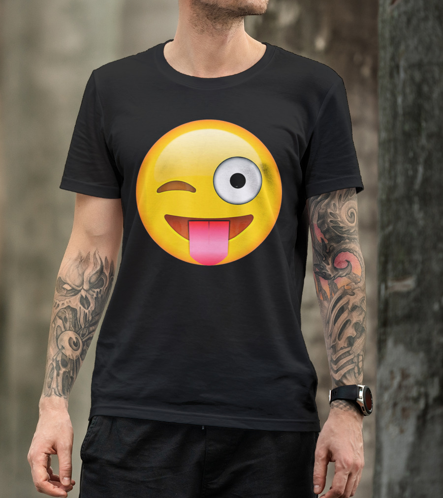 Face Emoticon Tongue Out Emoji Wink T-Shirt