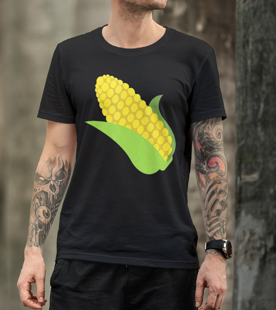 Emoji Corn On The Cob Yellow Kernels Green Husk T-Shirt