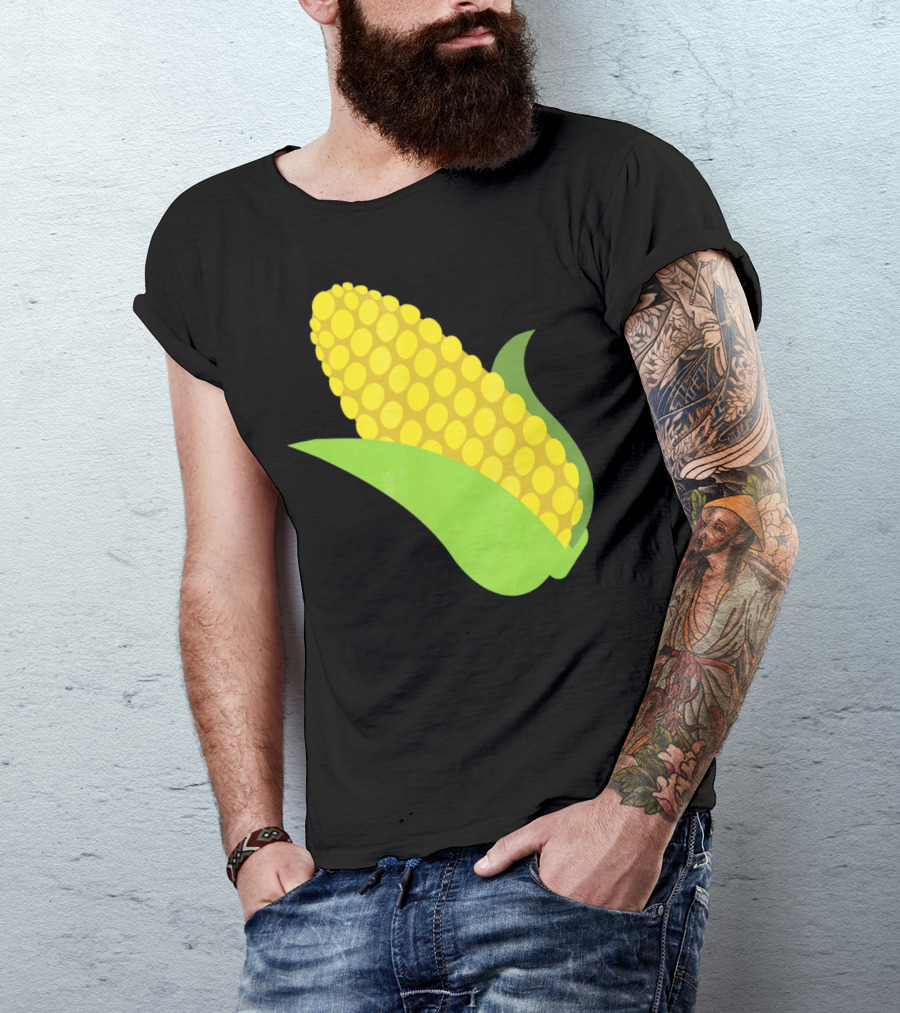 Emoji Corn On The Cob Yellow Kernels Green Husk T-Shirt