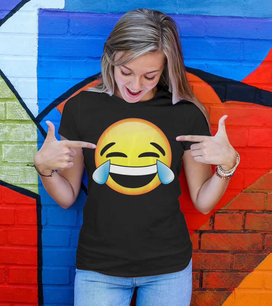 HD Emoji Tears Of Joy Face Laughin Hilarious Expression T-Shirt