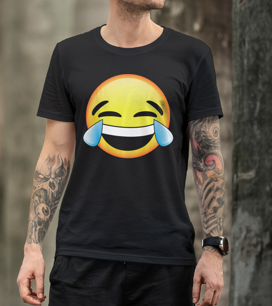 HD Emoji Tears Of Joy Face Laughin Hilarious Expression T-Shirt