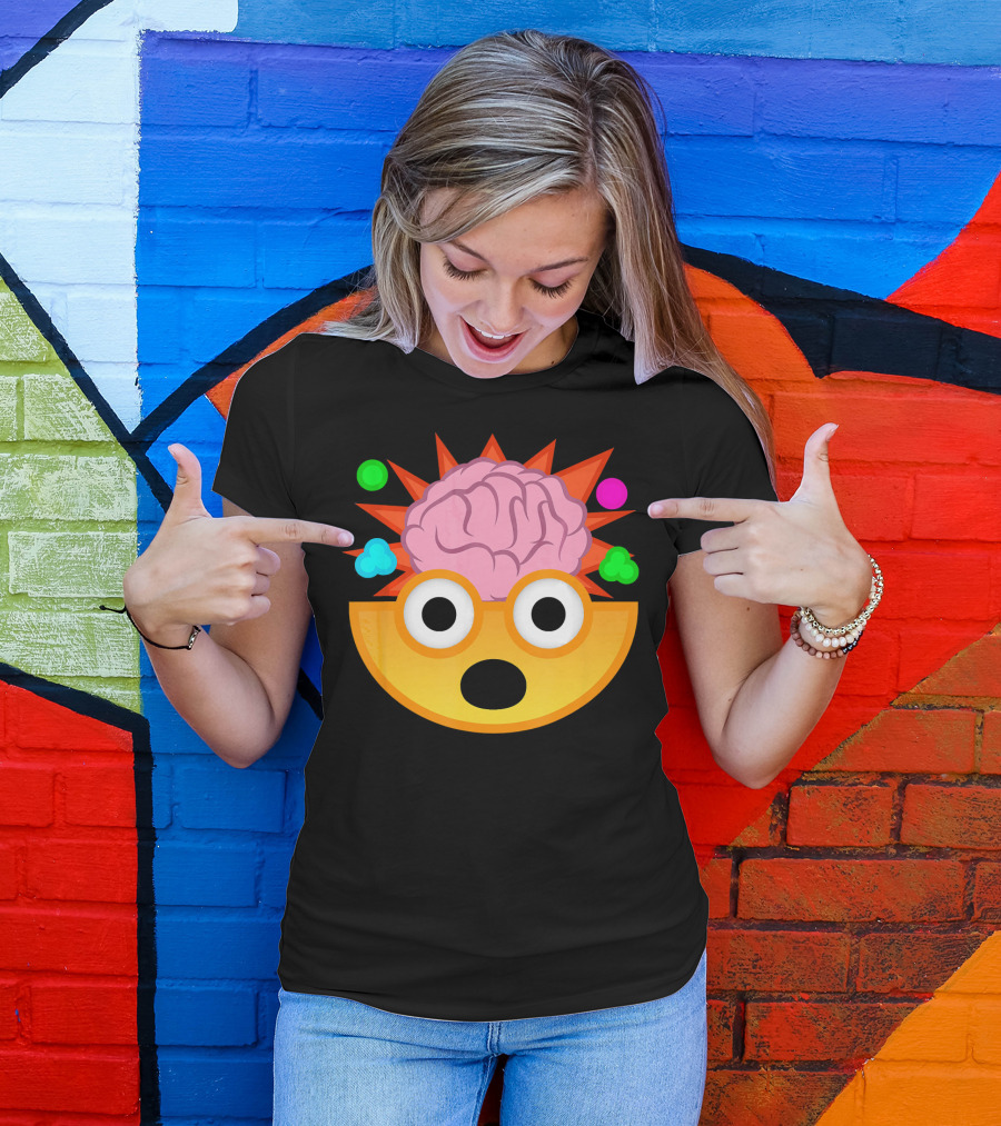 Mind Blown Face Emoji Exploding Brain With Glasses T-Shirt