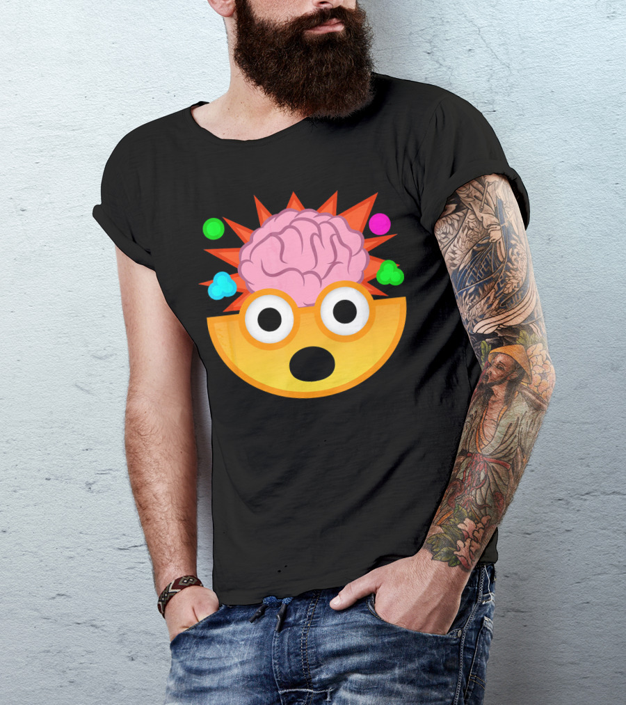 Mind Blown Face Emoji Exploding Brain With Glasses T-Shirt