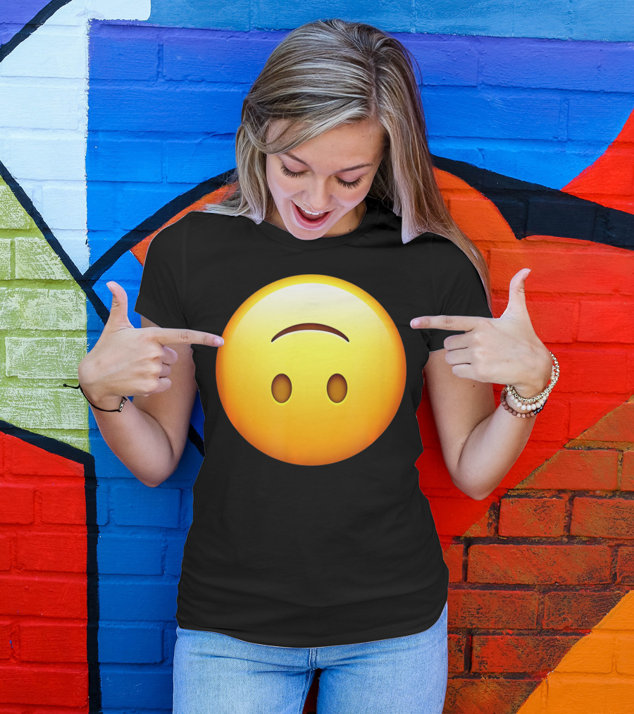 Silly Upside Down Emoji Face T-Shirt