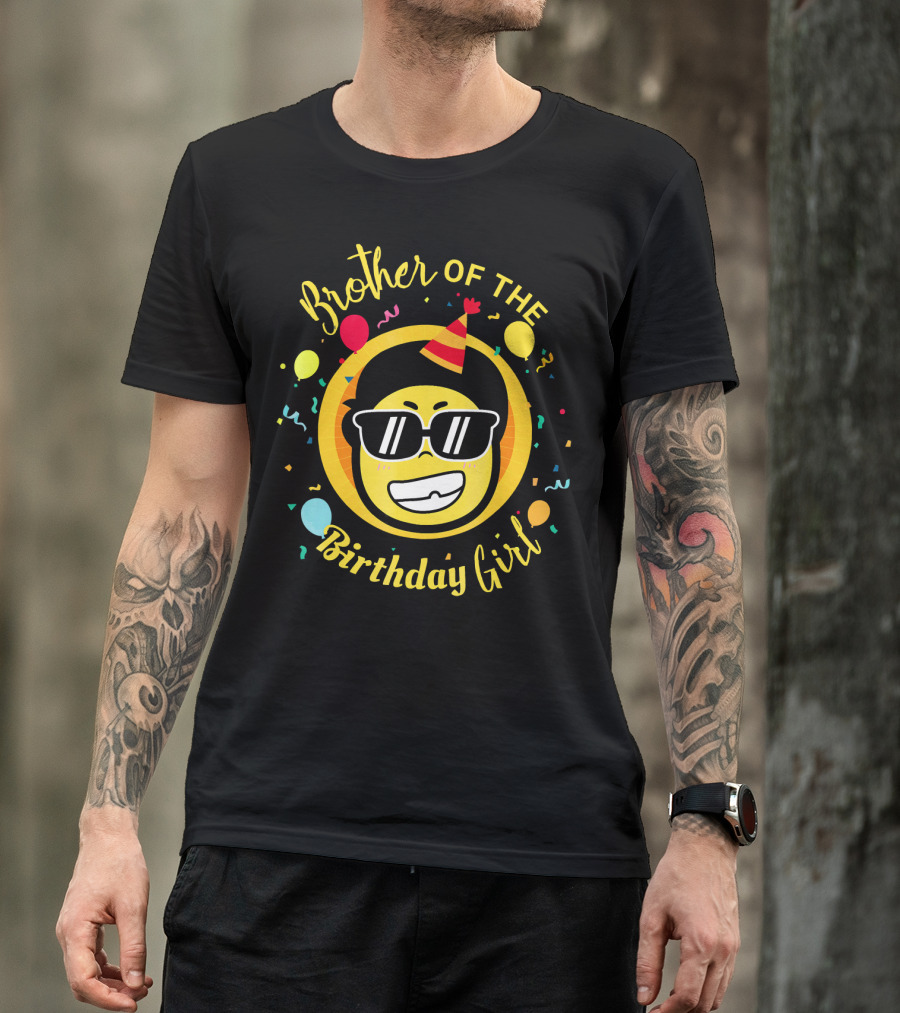 Brother Of The Birthday Girl Funny Emoji Party T-Shirt