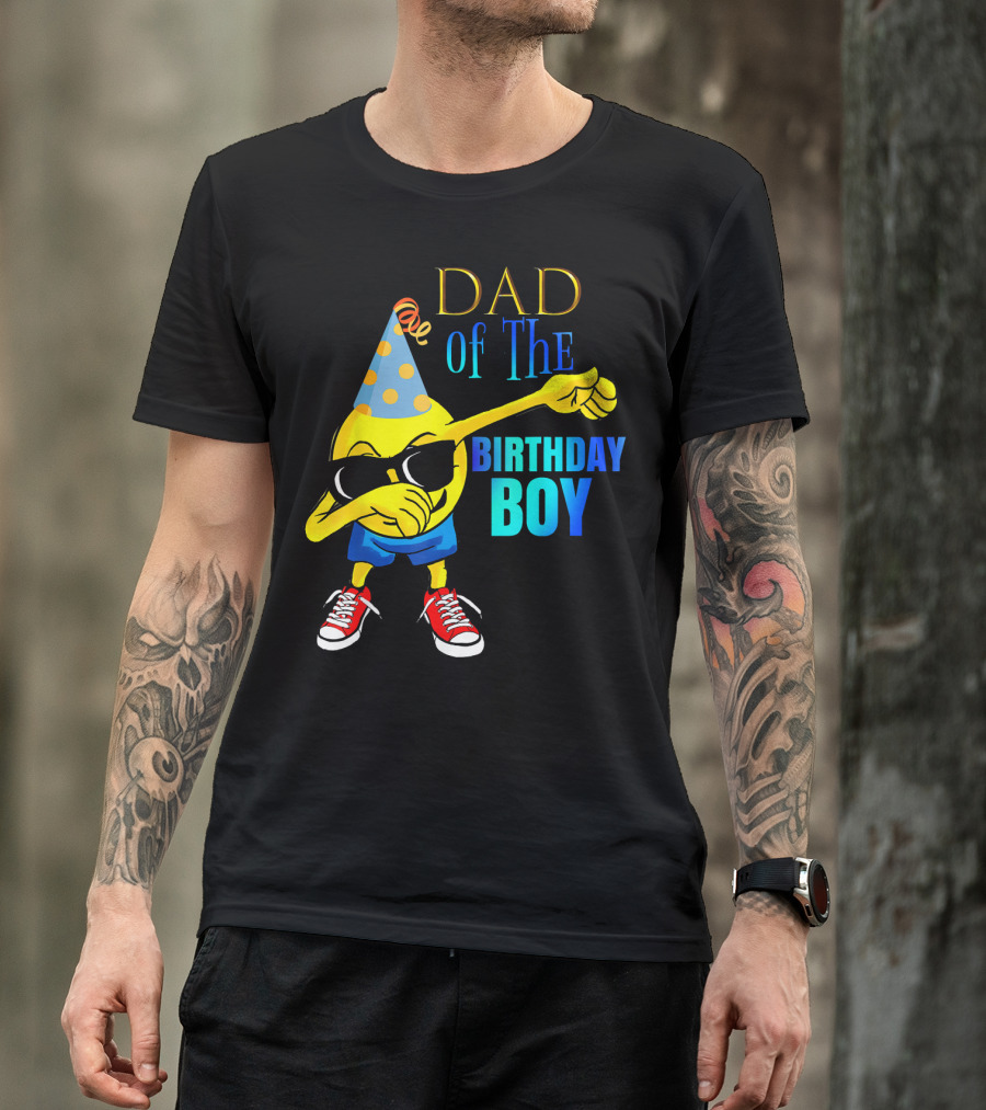 Dad Of The Birthday Boy Cool Dancing Dabbing Emoji T-Shirt