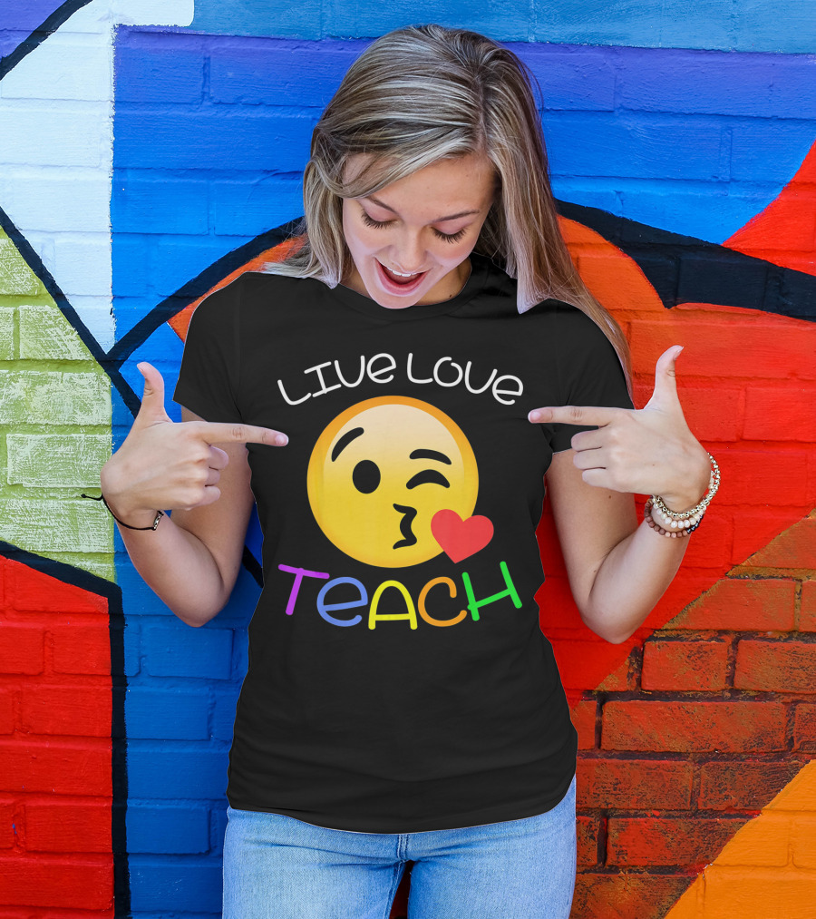 LIVE Love Teach Emoji Hearts T-Shirt