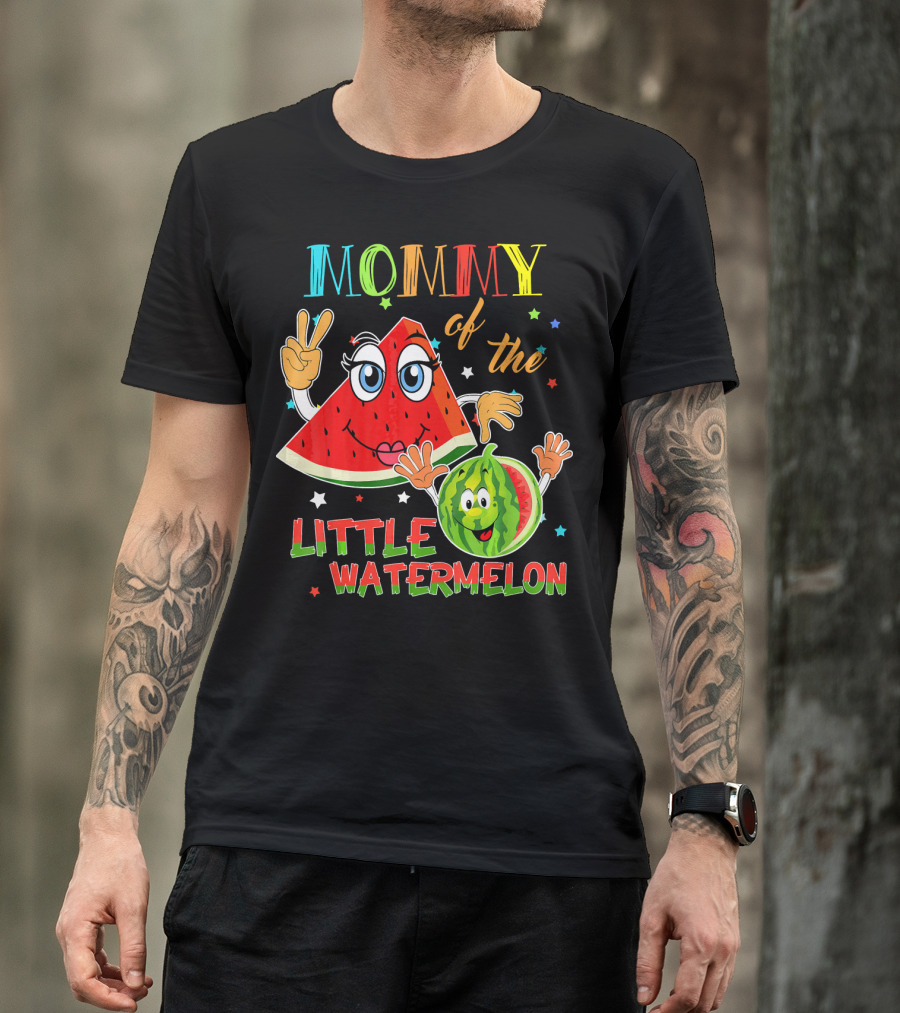 Mommy Of The Little Watermelon Funny Matching Birthday T-Shirt