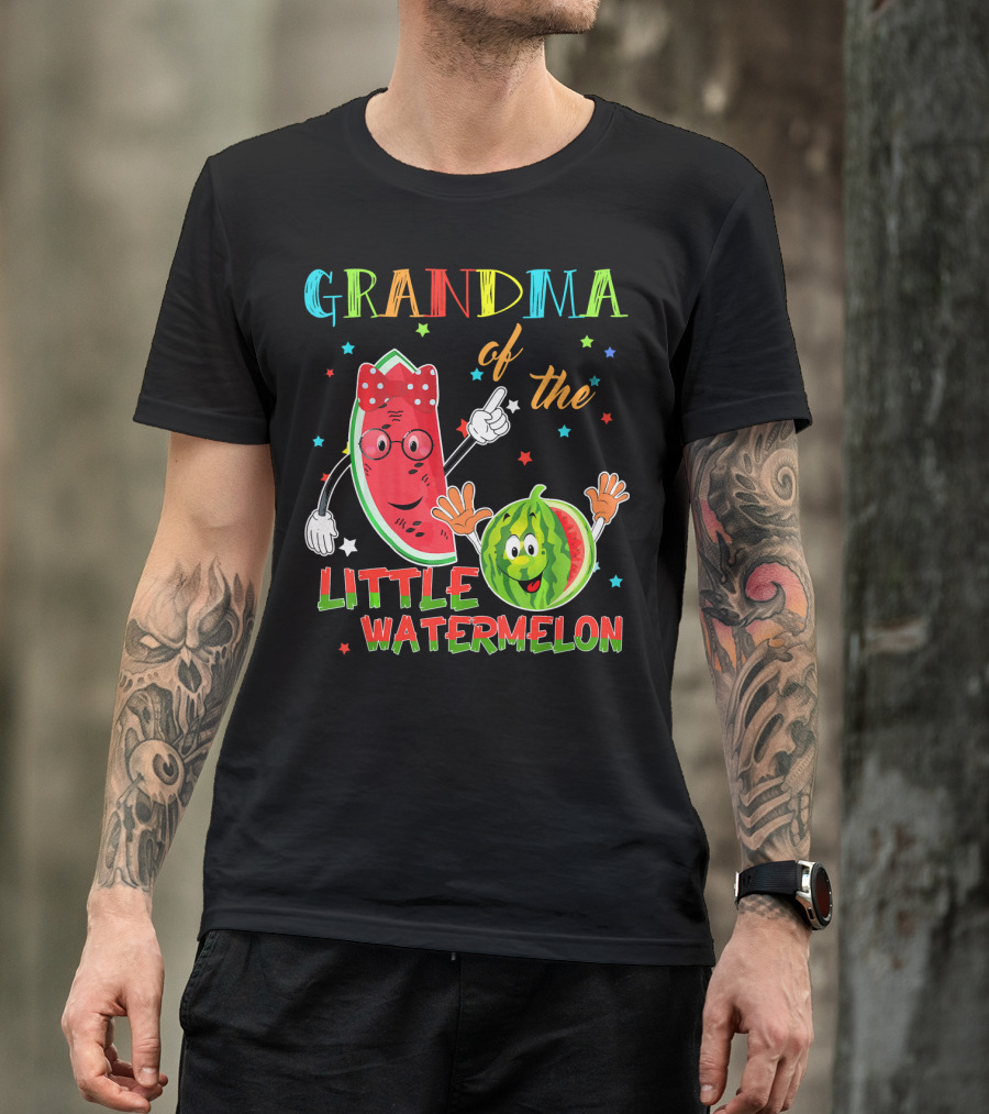Grandma Of The Little Watermelon Funny Matching Birthday T-Shirt