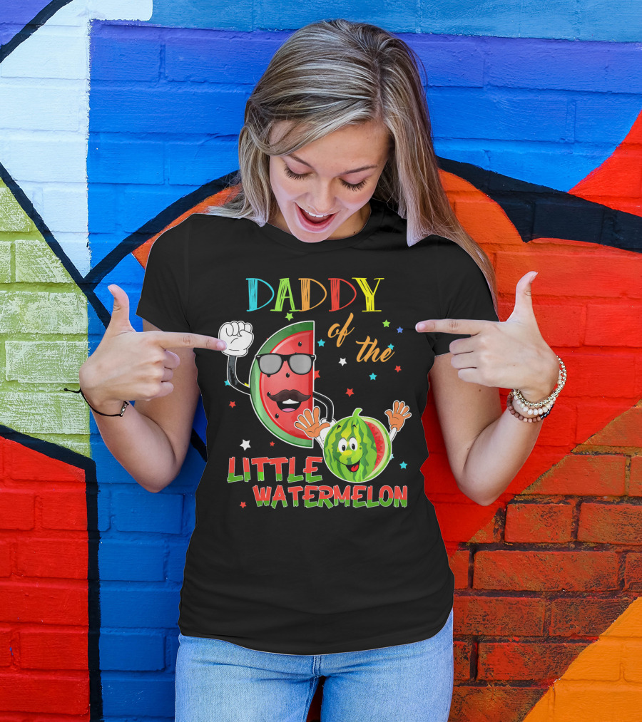 Daddy Of The Little Watermelon Funny Matching Birthday T-Shirt