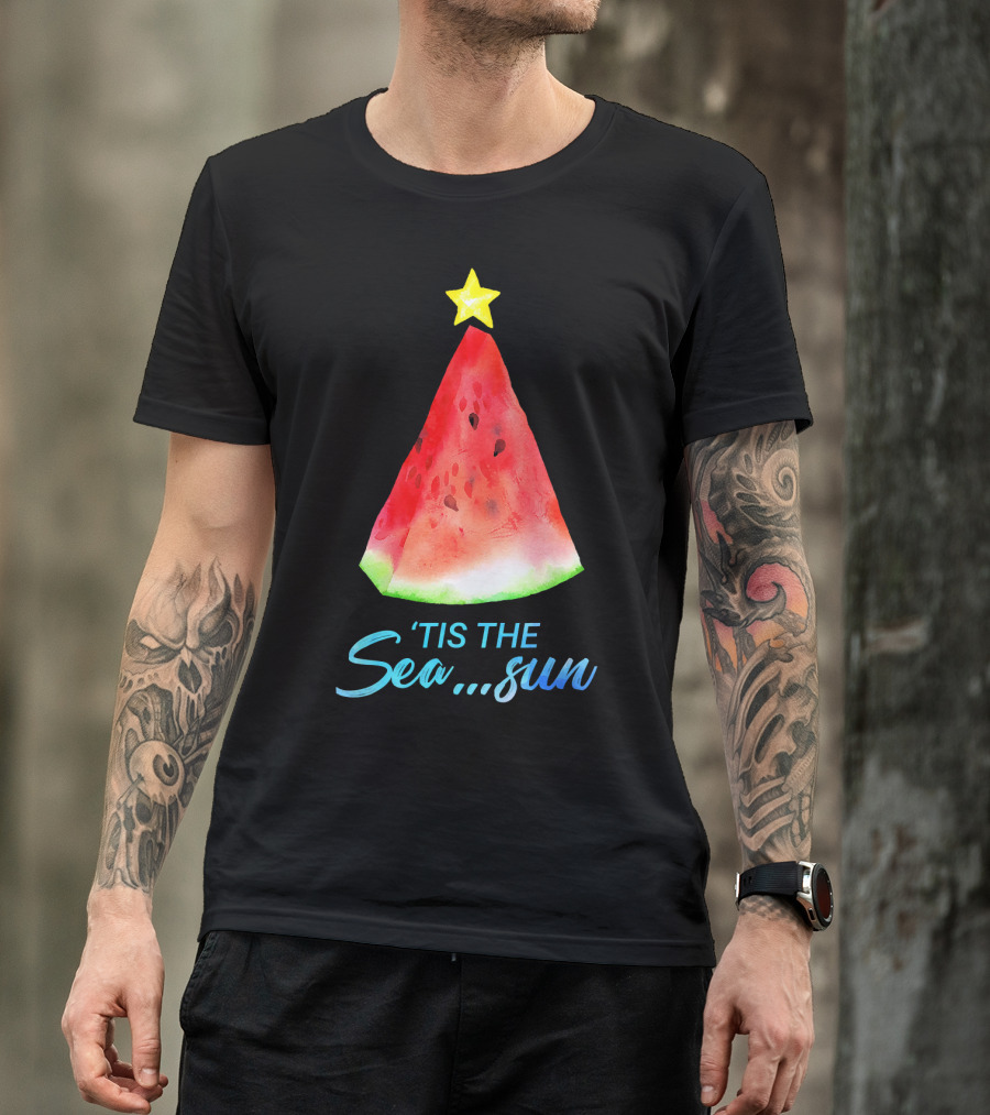 'Tis The Sea Sun Watermelon Christmas Tree T-Shirt