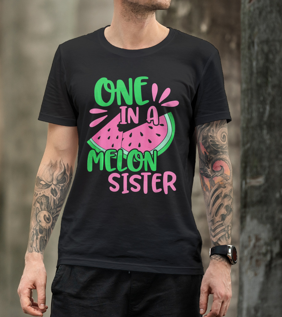 One In A Melon Sister Cute Pink Watermelon T-Shirt