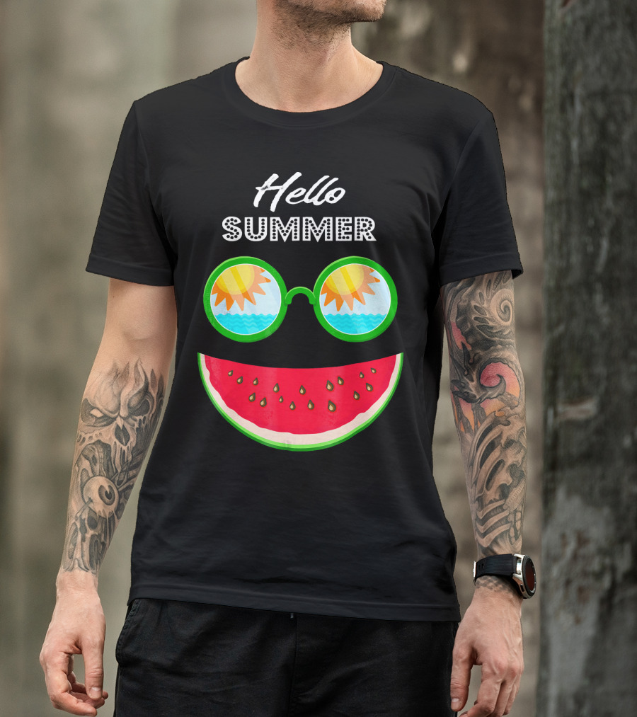 Hello Summer Watermelon Smile Sunglasses T-Shirt