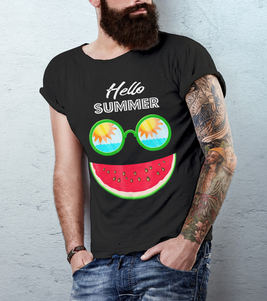 Hello Summer Watermelon Smile Sunglasses T-Shirt