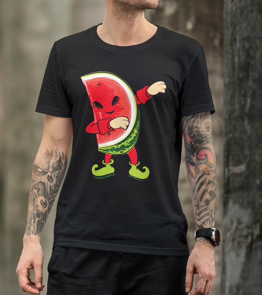 Funny Dabbing Watermelon Dab Character With Green Shoes T-Shirt