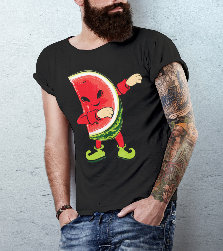 Funny Dabbing Watermelon Dab Character With Green Shoes T-Shirt