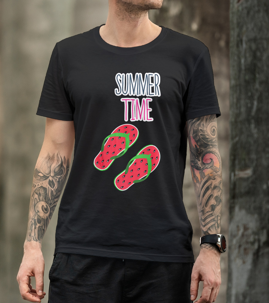 Summer Time Watermelon Flip Flop Fun T-Shirt