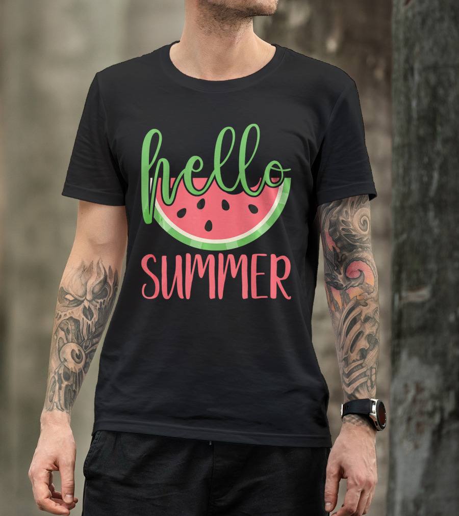 Hello Summer Watermelon Funny Melon Fruit T-Shirt