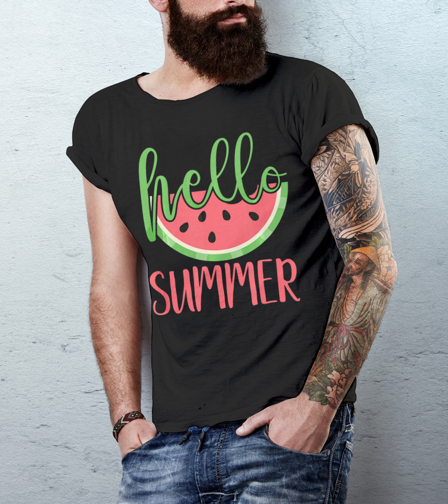 Hello Summer Watermelon Funny Melon Fruit T-Shirt