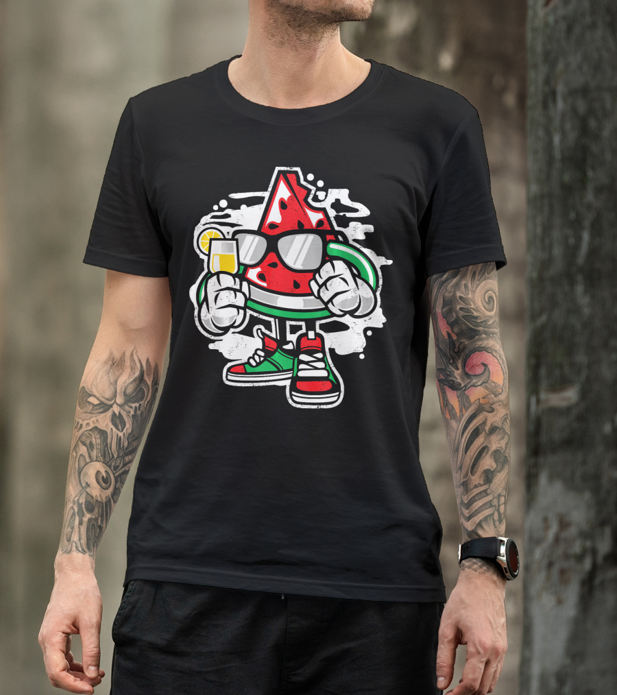 Funny Watermelon Sunglasses Juice Sneakers T-Shirt