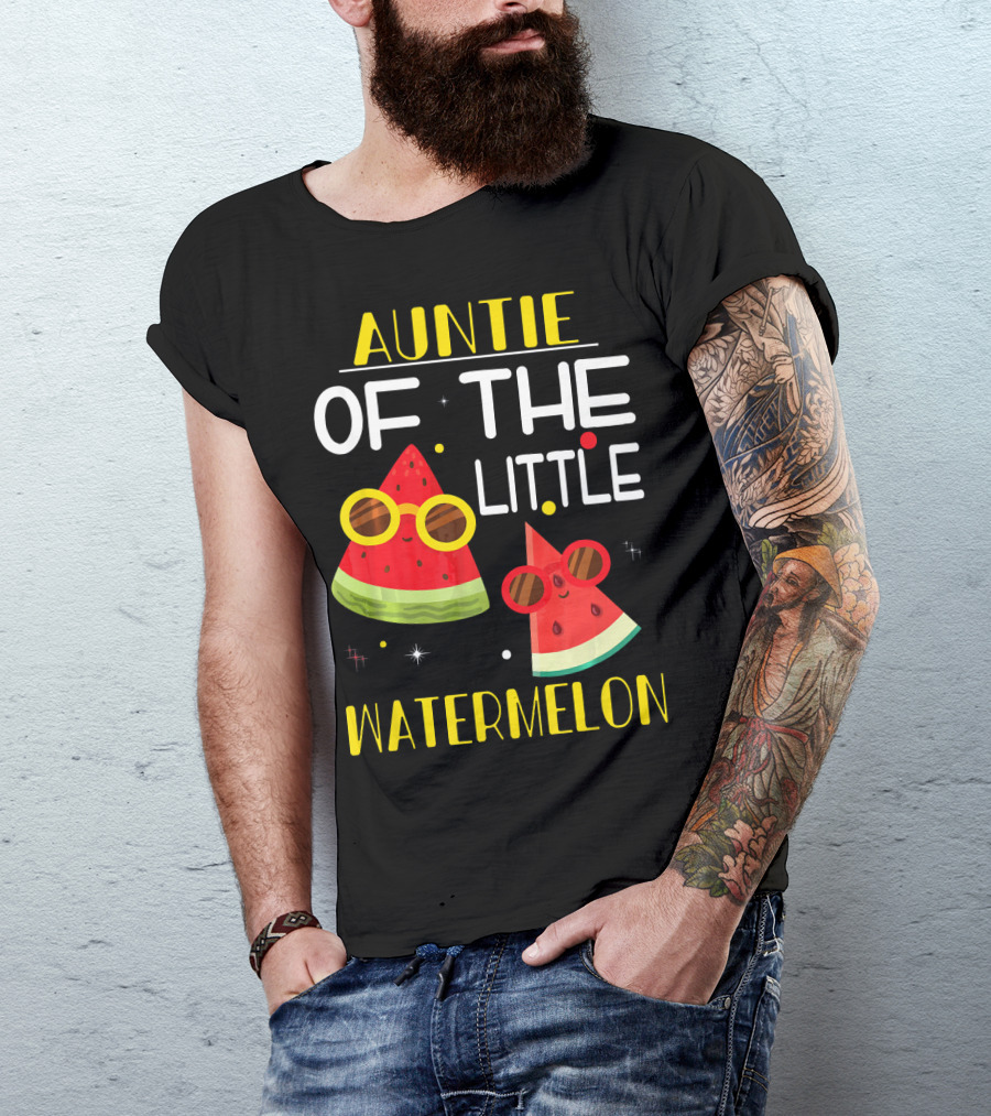 Auntie Of The Little Watermelon Cute Sunglasses Fun T-Shirt