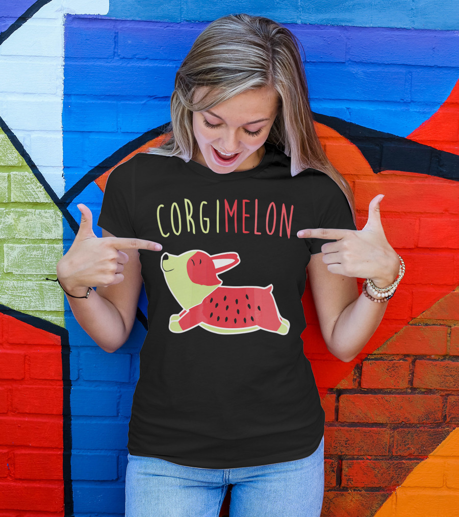 Corgimelon Funny Corgi Dog Plus Watermelon T-Shirt
