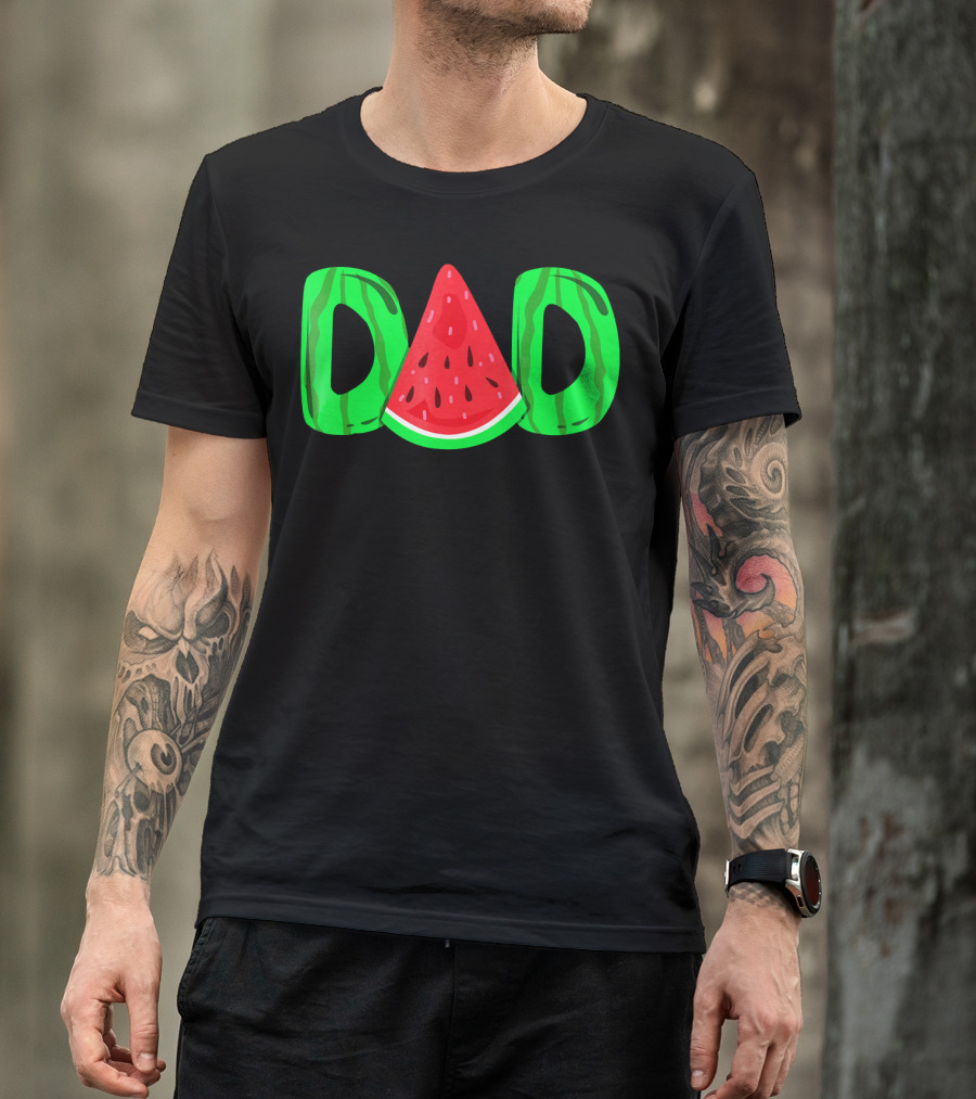 DAD Watermelon Slice Lettering Fun Summer Vibes T-Shirt