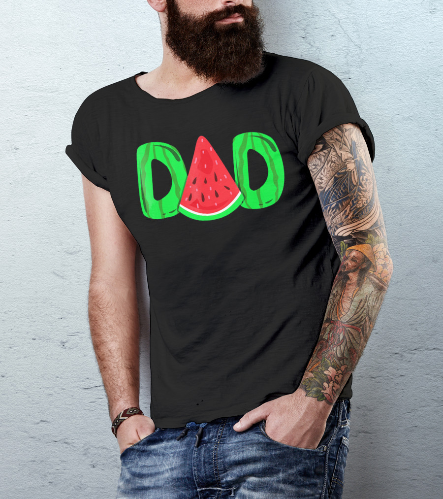 DAD Watermelon Slice Lettering Fun Summer Vibes T-Shirt