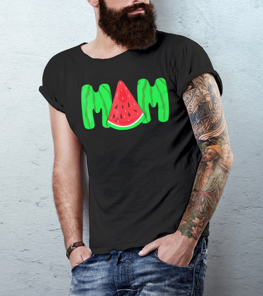 Mom Watermelon Slice Typography T-Shirt