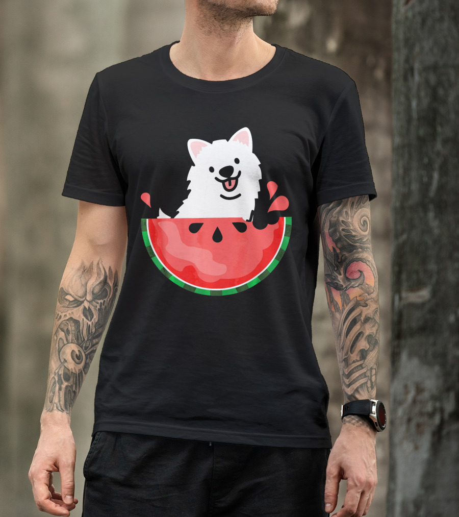 Watermelon Samoyed Summer Va Playful Pup Fun T-Shirt