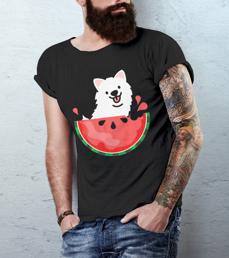 Watermelon Samoyed Summer Va Playful Pup Fun T-Shirt