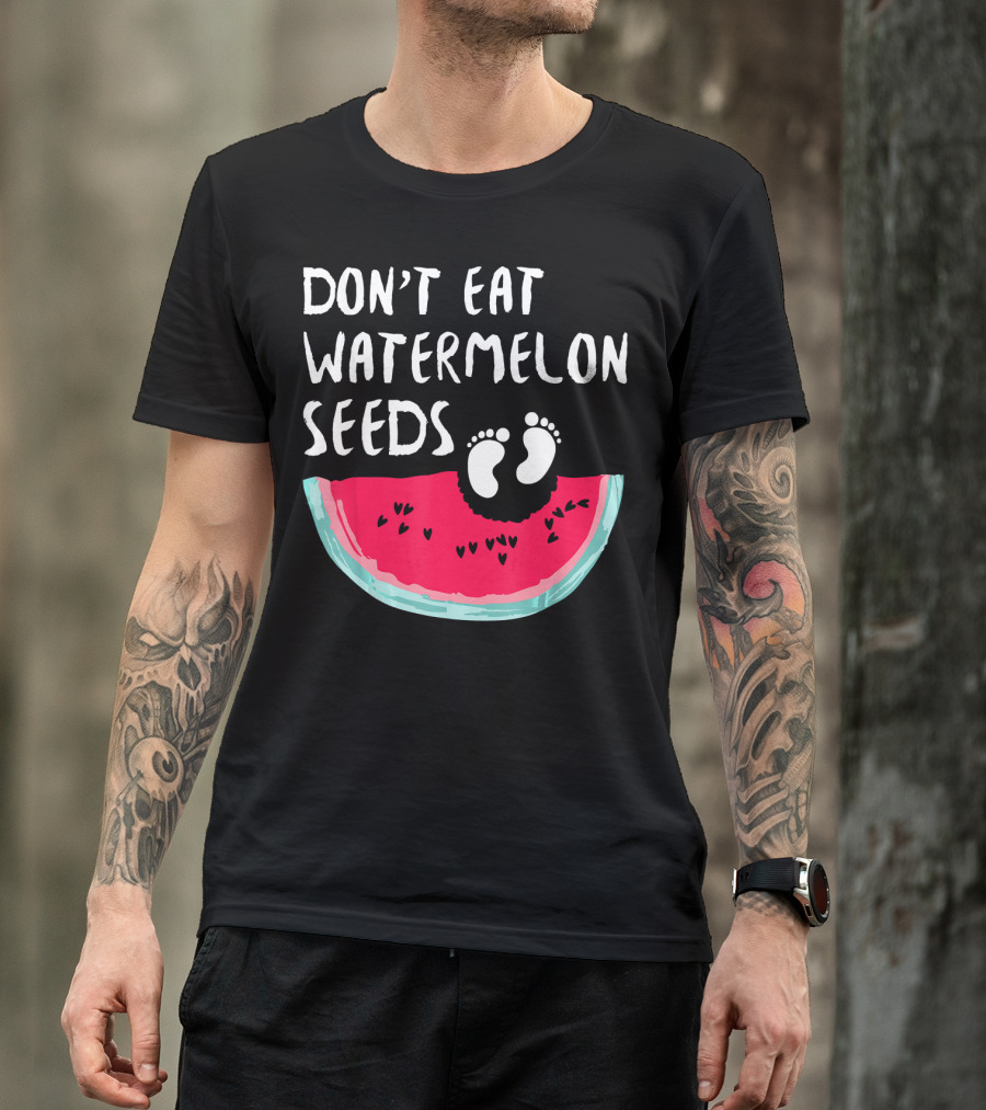 Don't Eat Watermelon Seeds Baby Announcement Footprints T-Shirt