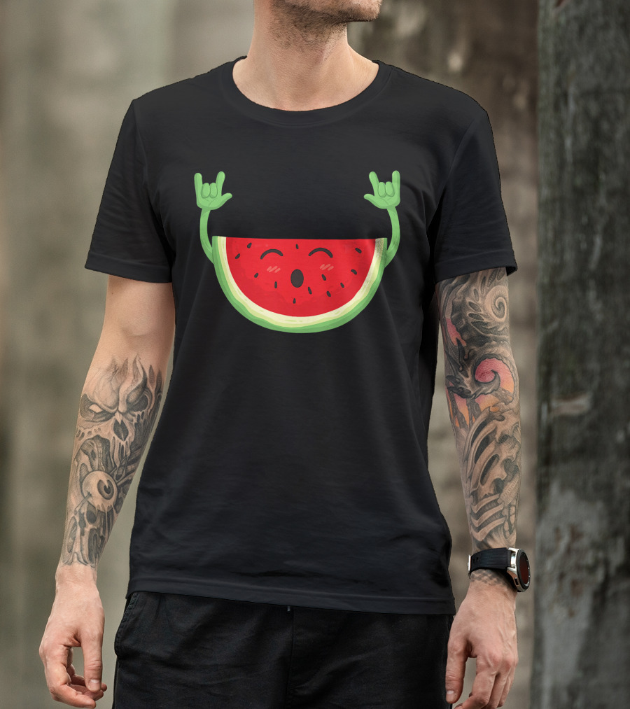 Rockin' Dancing Watermelon With Raised Hands T-Shirt