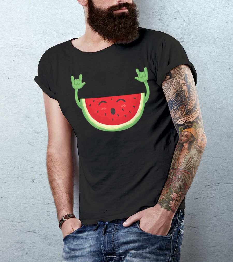 Rockin' Dancing Watermelon With Raised Hands T-Shirt