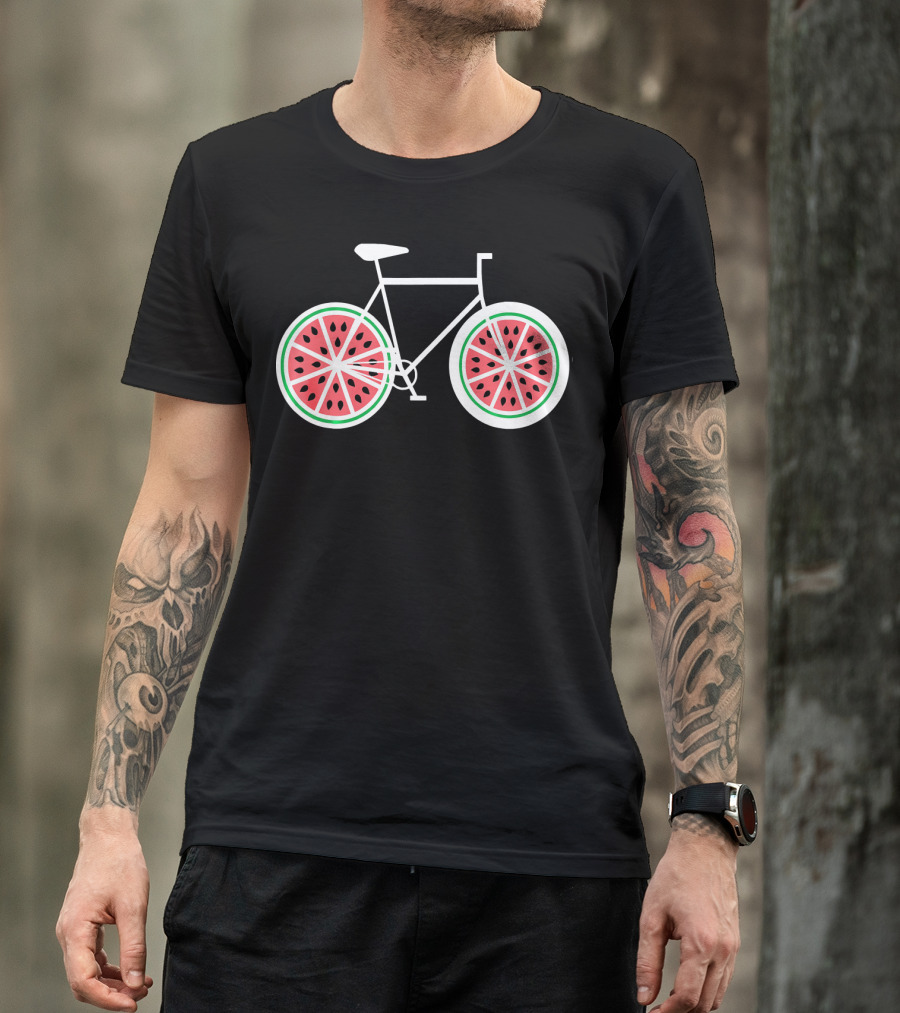 Fixie Single Speed Bicycle With Watermelon Wheels T-Shirt