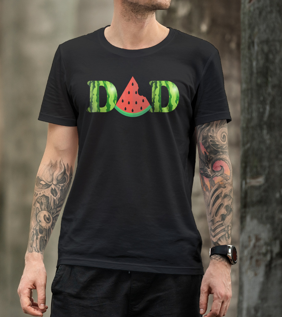 Watermelon Dad Letters With Slice T-Shirt