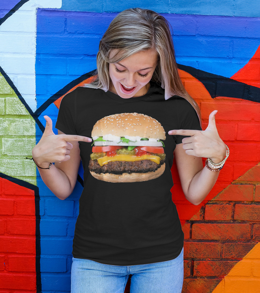 Burger Cheeseburger Matching With Fries Duo Delight T-Shirt