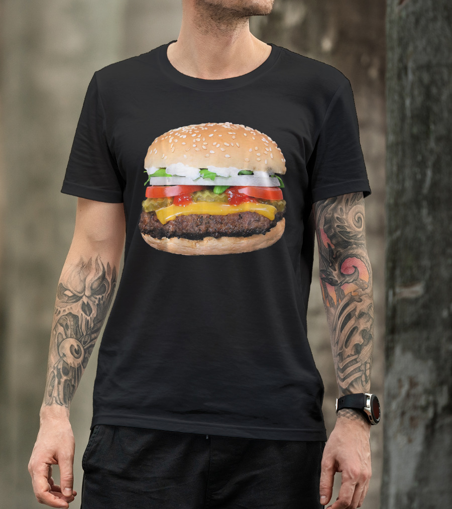 Burger Cheeseburger Matching With Fries Duo Delight T-Shirt